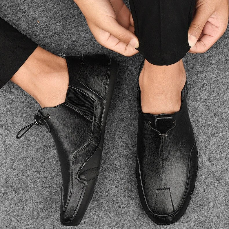 Men's Suede Slip On Shoes Closed Toe Pull Toggle Loafers