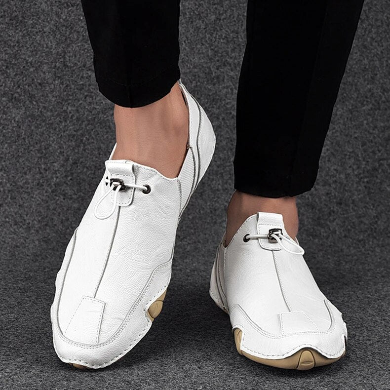 Men's Suede Slip On Shoes Closed Toe Pull Toggle Loafers