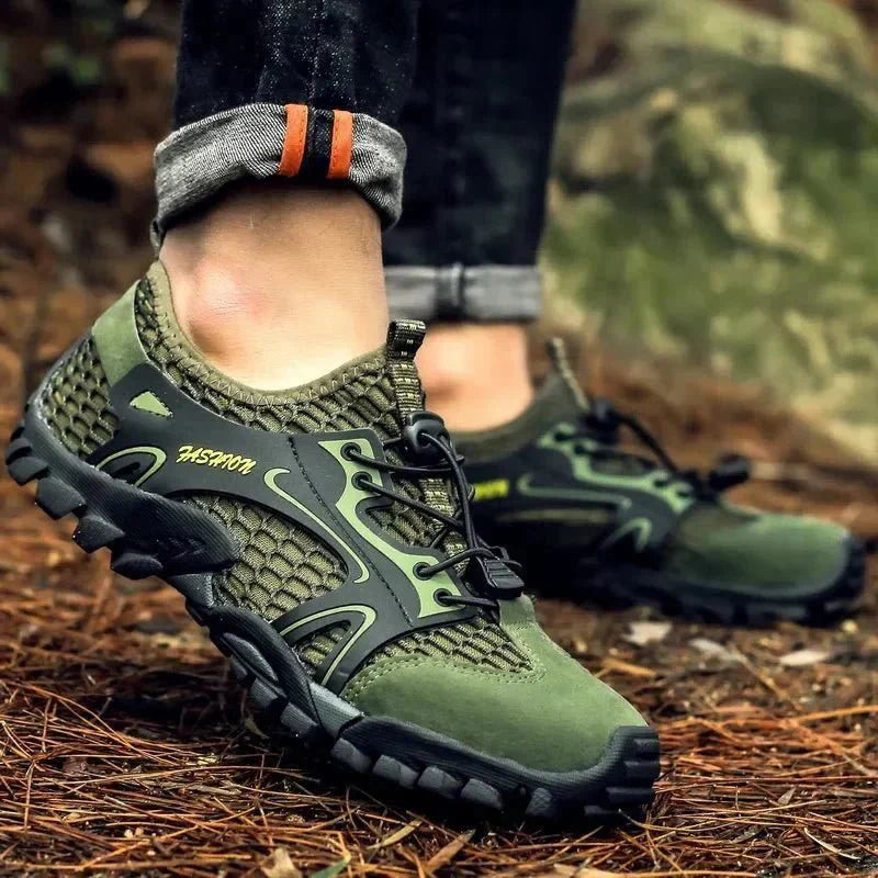Men's Hiking Shoes Lace Up Closed Toe Low Top Walking Sneakers