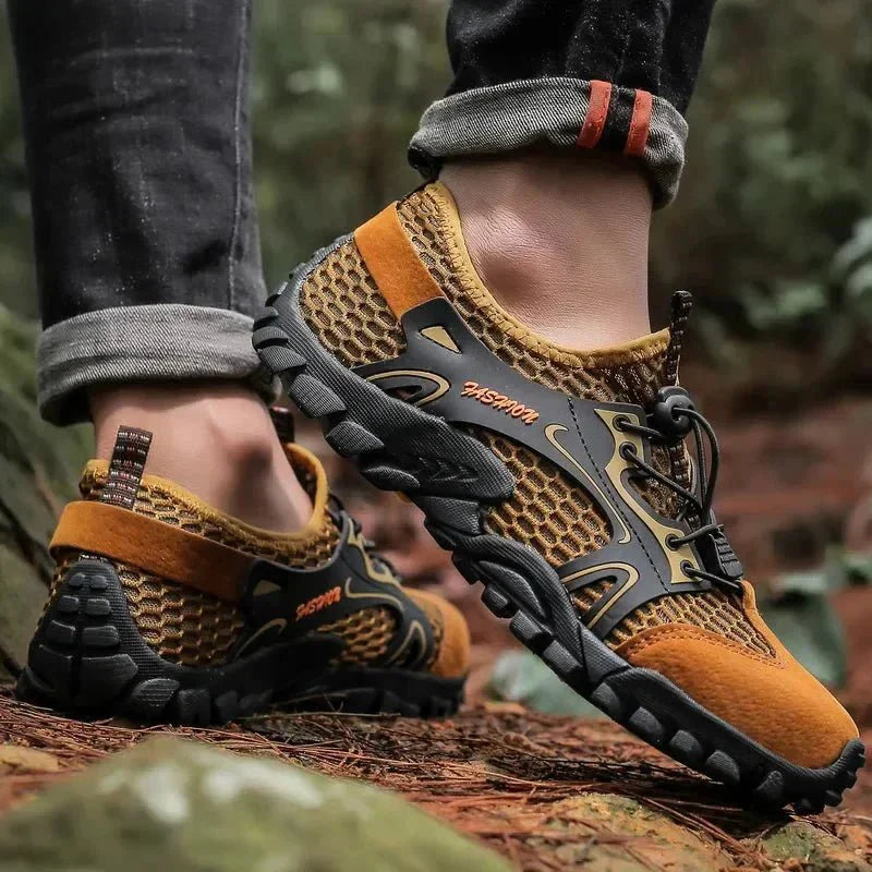 Men's Hiking Shoes Lace Up Closed Toe Low Top Walking Sneakers