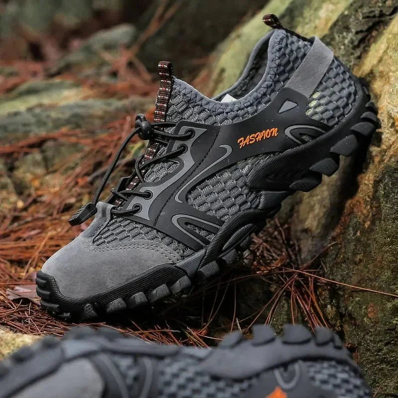 Men's Hiking Shoes Lace Up Closed Toe Low Top Walking Sneakers