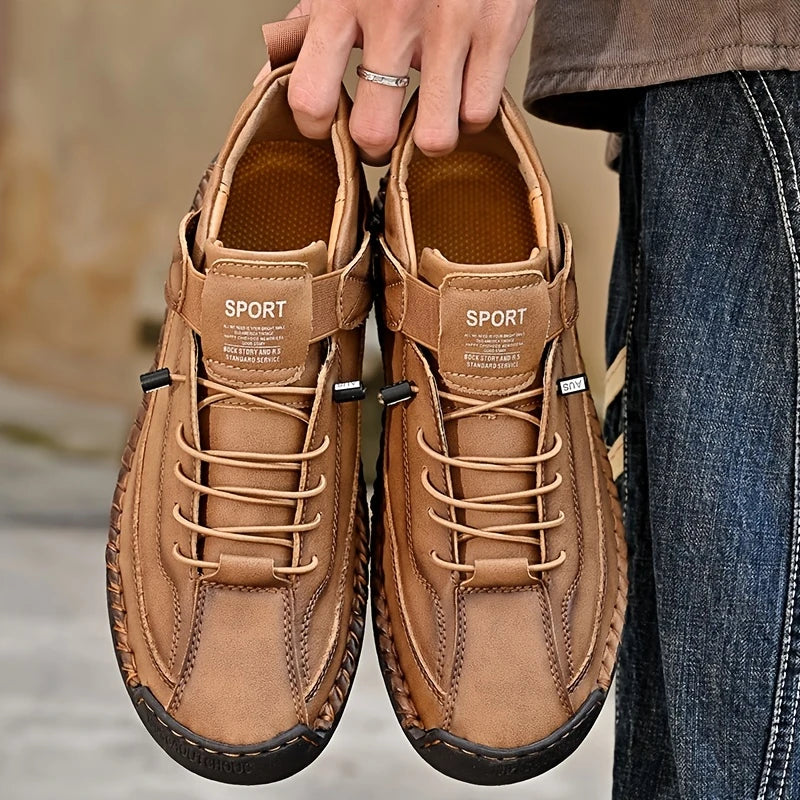 Pantofi sport ortopedici pentru bărbați, din piele, casual, slip-on, pentru mers pe jos