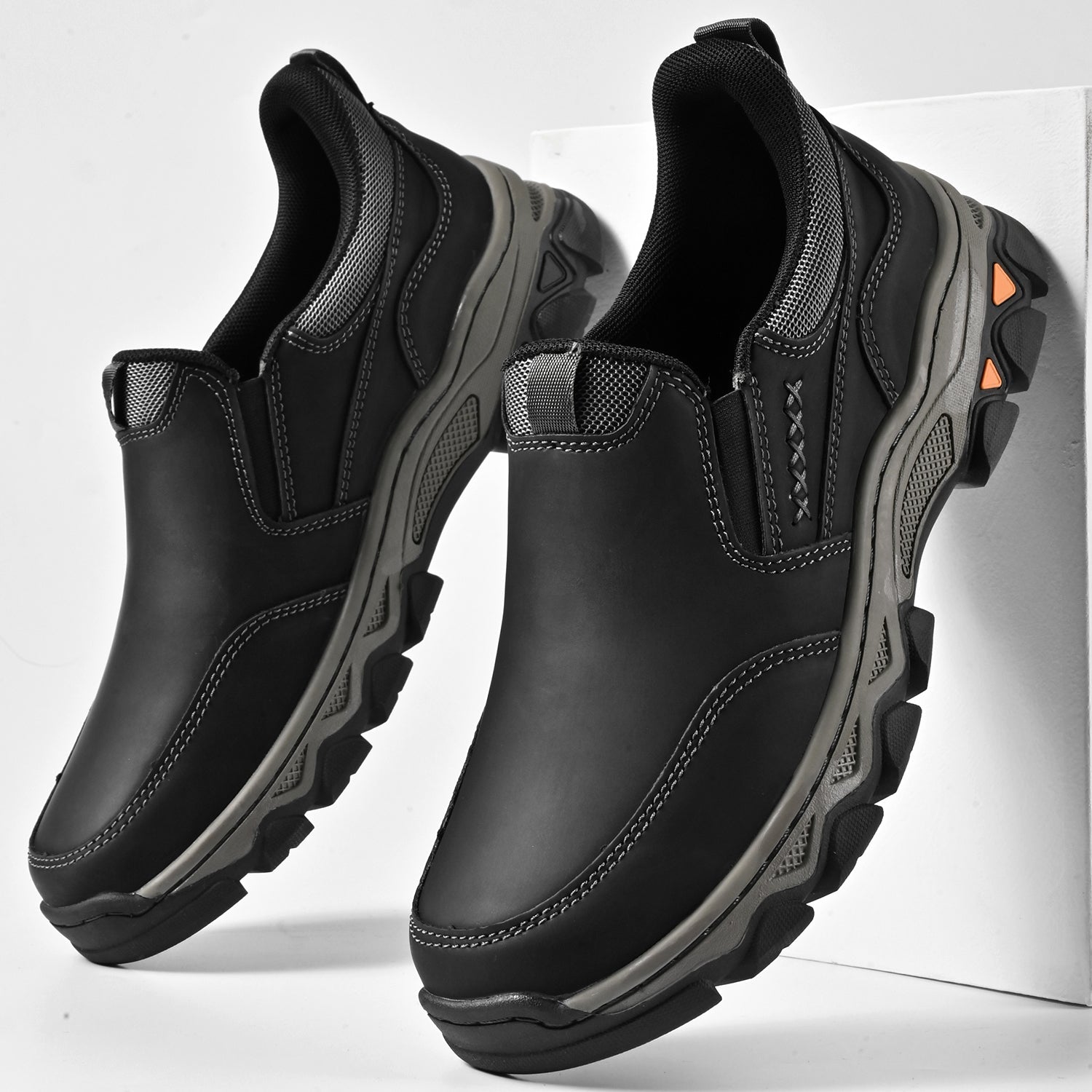 Zapatos ortopédicos para hombre, tipo slip-on, de cuero, casuales para caminar