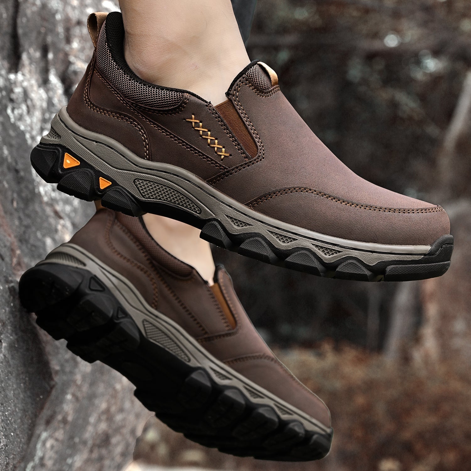Pantofi ortopedici pentru bărbați, slip-on, din piele, casual, pentru mers pe jos