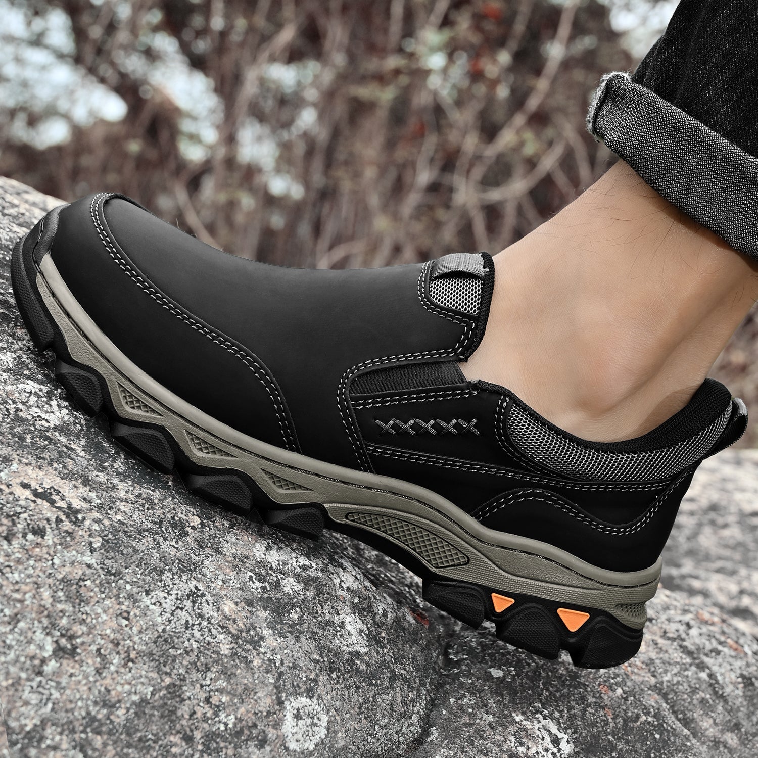 Pantofi ortopedici pentru bărbați, slip-on, din piele, casual, pentru mers pe jos