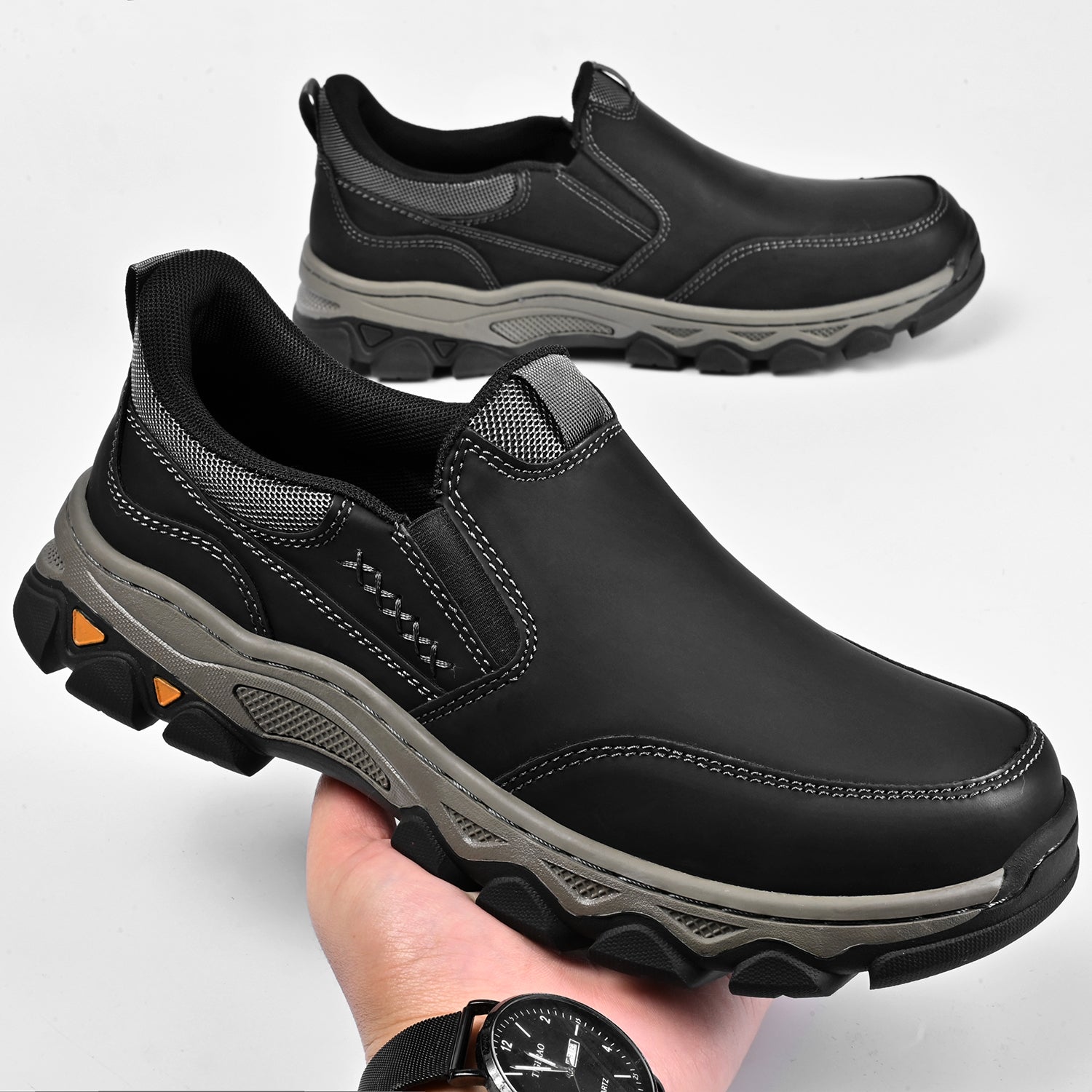 Pantofi ortopedici pentru bărbați, slip-on, din piele, casual, pentru mers pe jos