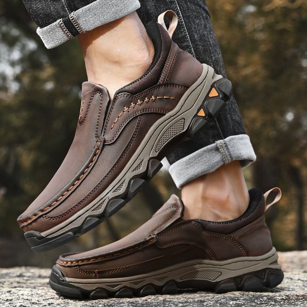 Pantofi ortopedici pentru bărbați, slip-on, din piele, casual, pentru mers pe jos