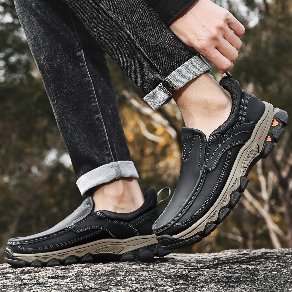 Pantofi ortopedici pentru bărbați, slip-on, din piele, casual, pentru mers pe jos