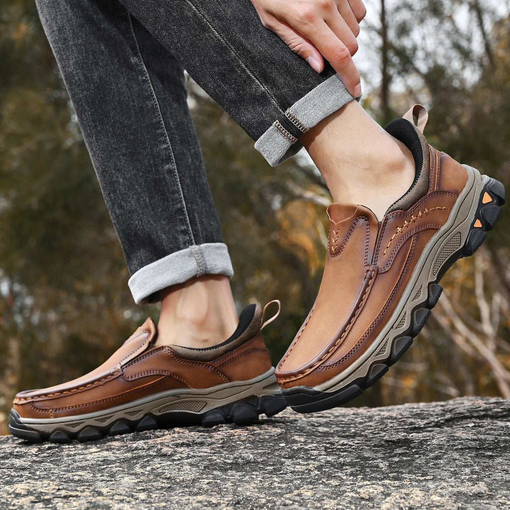 Pantofi ortopedici pentru bărbați, slip-on, din piele, casual, pentru mers pe jos
