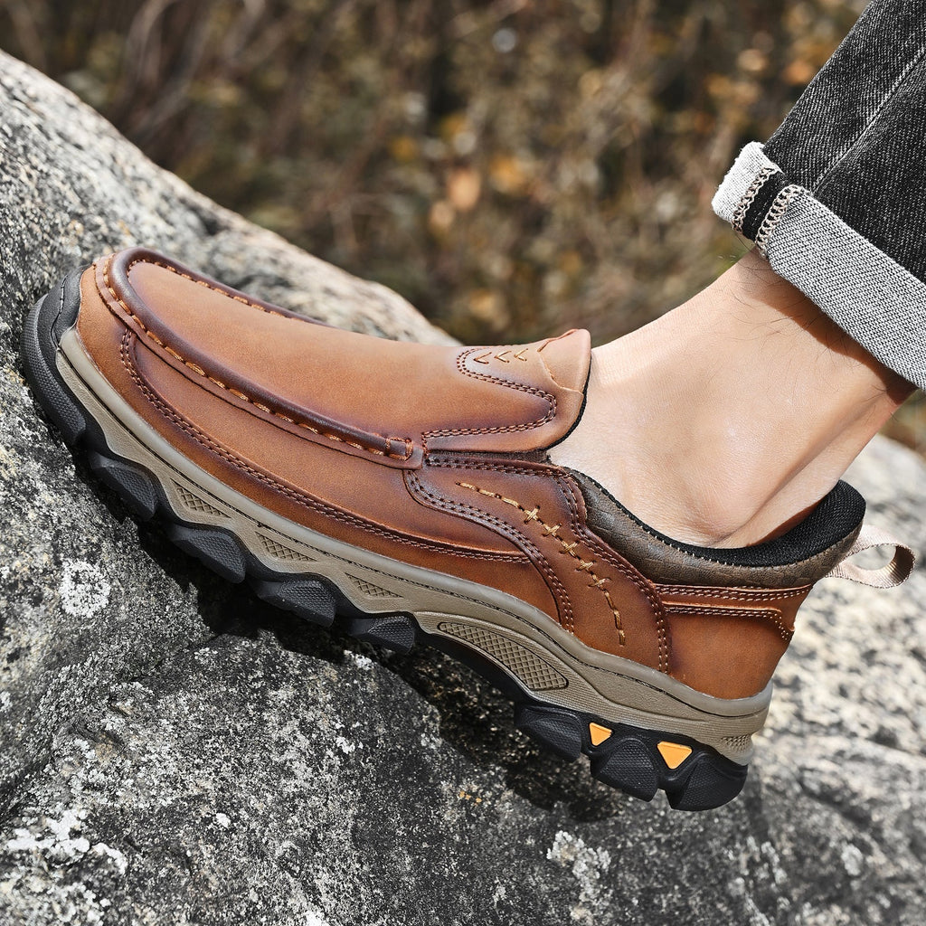 Pantofi ortopedici pentru bărbați, slip-on, din piele, casual, pentru mers pe jos
