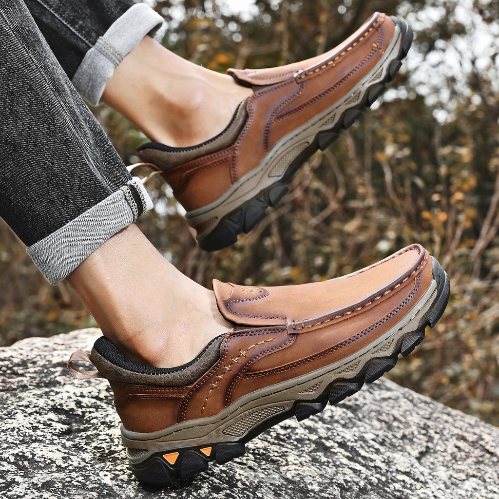 Pantofi ortopedici pentru bărbați, slip-on, din piele, casual, pentru mers pe jos