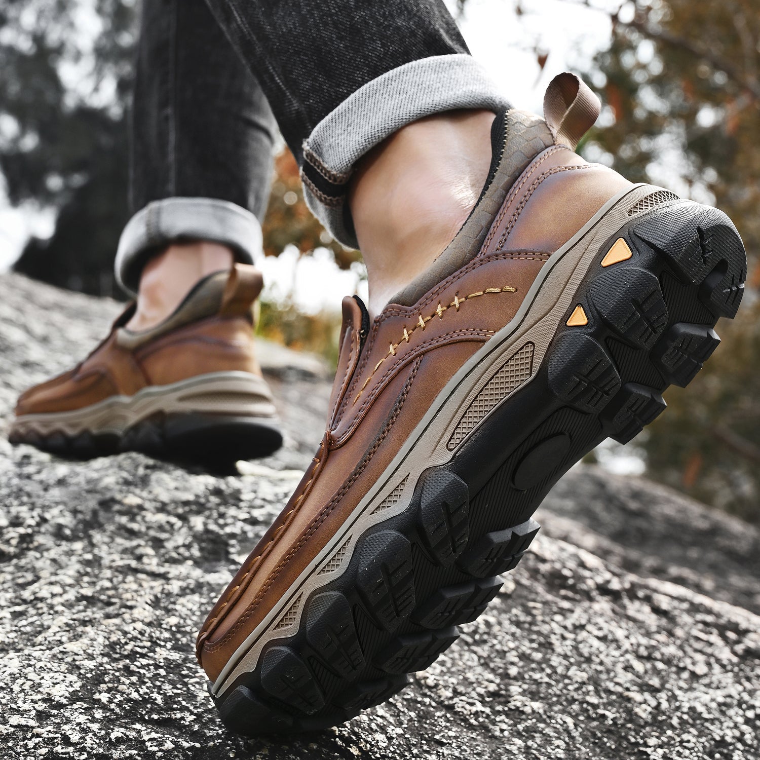 Pantofi ortopedici pentru bărbați, slip-on, din piele, casual, pentru mers pe jos