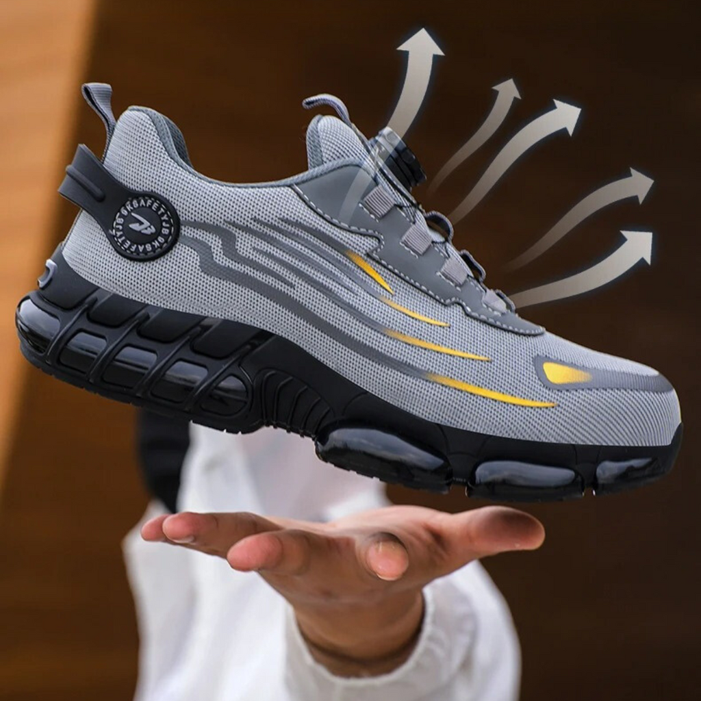 Zapatillas de trabajo para hombre con cordones de marcación, antideslizantes y de seguridad
