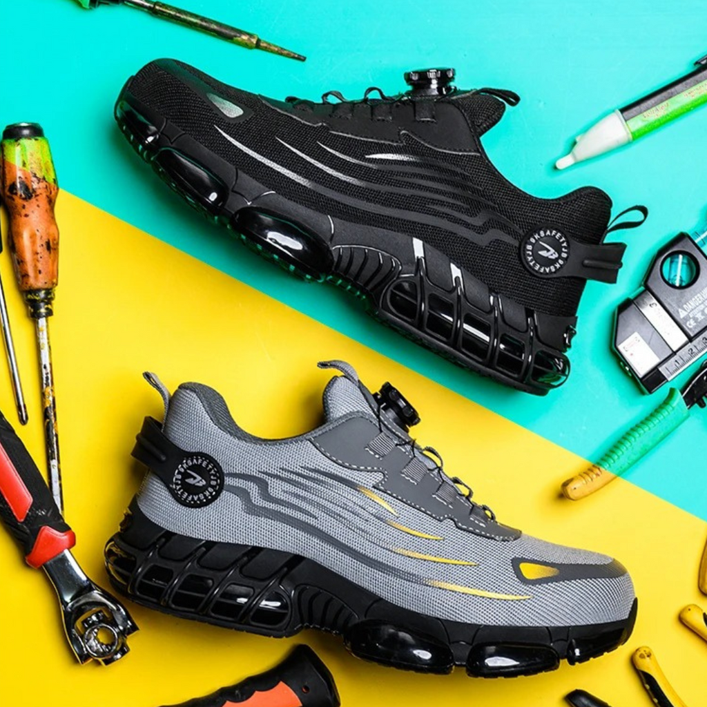 Zapatillas de trabajo para hombre con cordones de marcación, antideslizantes y de seguridad