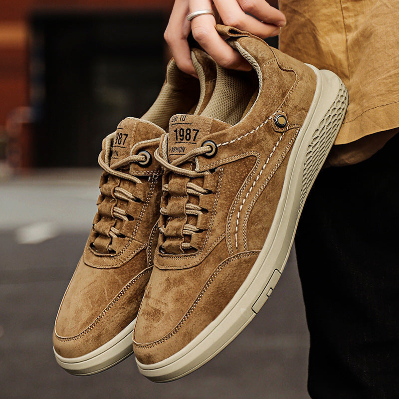 Baskets homme en daim, basses, à lacets, chaussures de marche