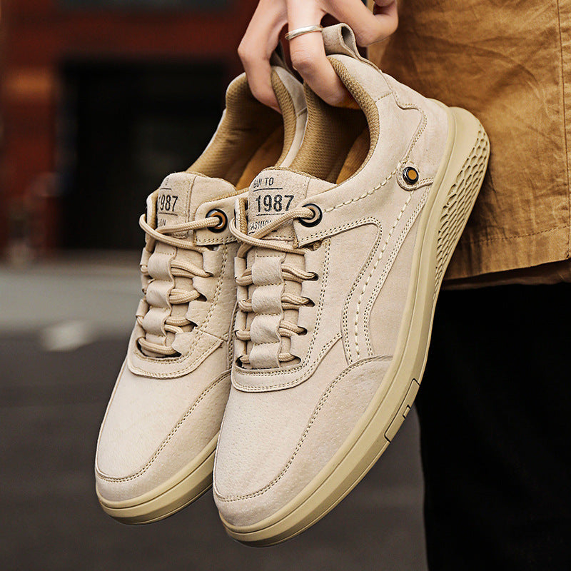 Baskets homme en daim, basses, à lacets, chaussures de marche
