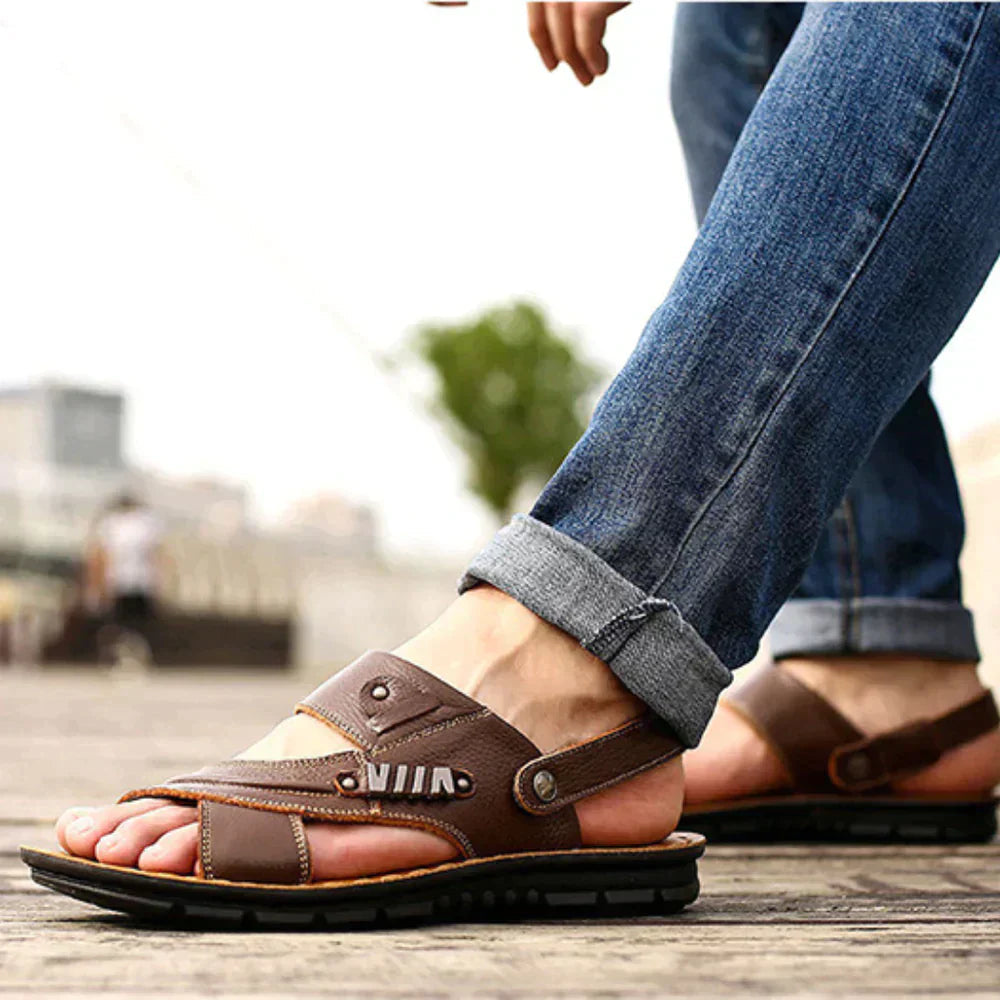 Men's Sandals Open Toe Adjustable Hook and Loop Straps