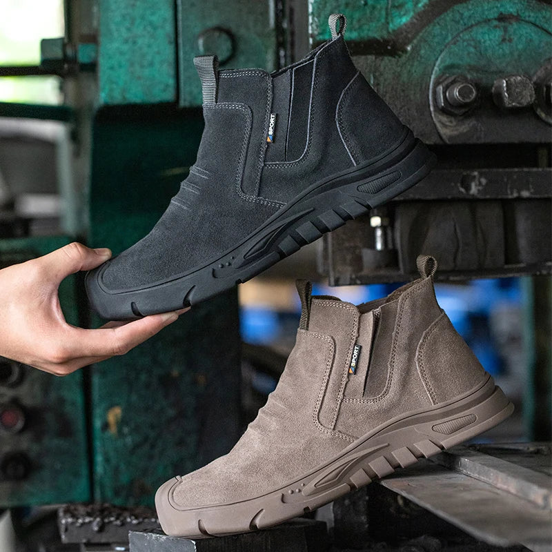 Chaussures de sécurité à embout en acier pour homme, bottes de travail à enfiler