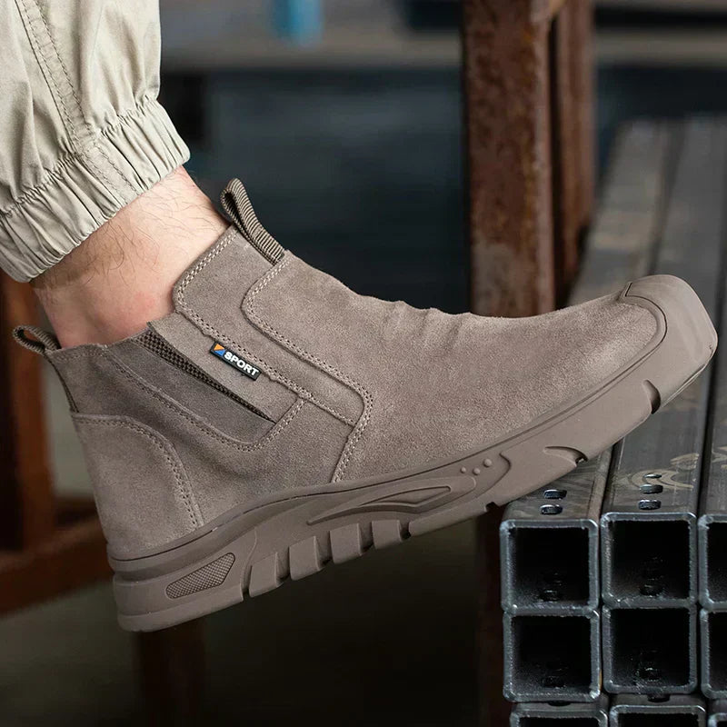 Chaussures de sécurité à embout en acier pour homme, bottes de travail à enfiler