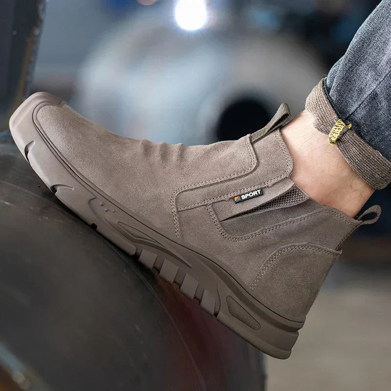 Chaussures de sécurité à embout en acier pour homme, bottes de travail à enfiler