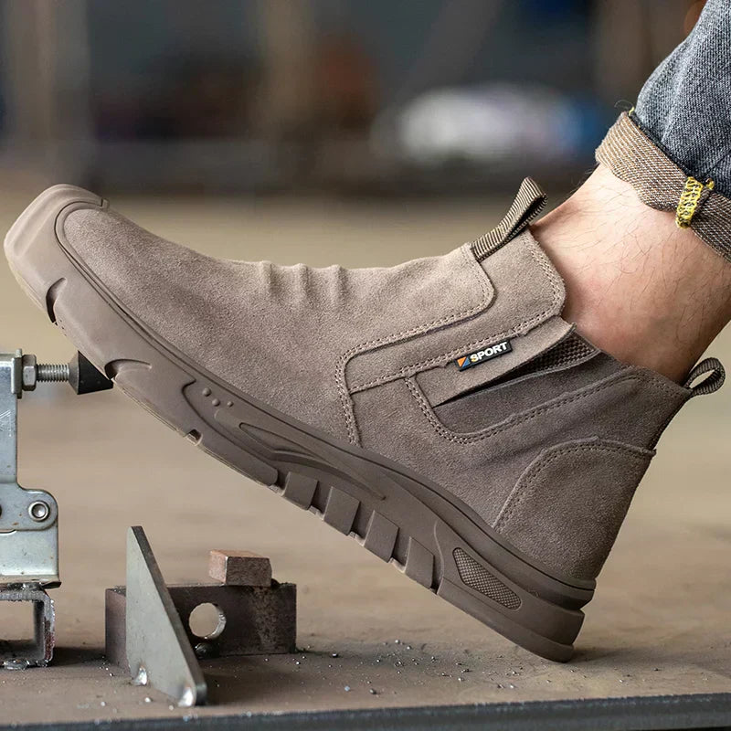 Chaussures de sécurité à embout en acier pour homme, bottes de travail à enfiler
