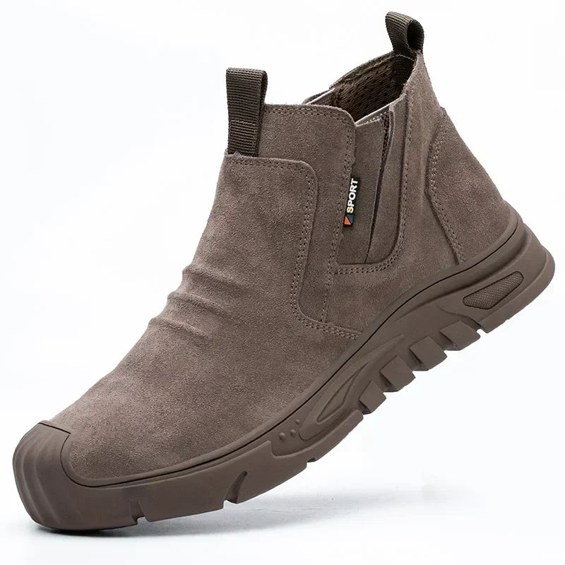 Chaussures de sécurité à embout en acier pour homme, bottes de travail à enfiler
