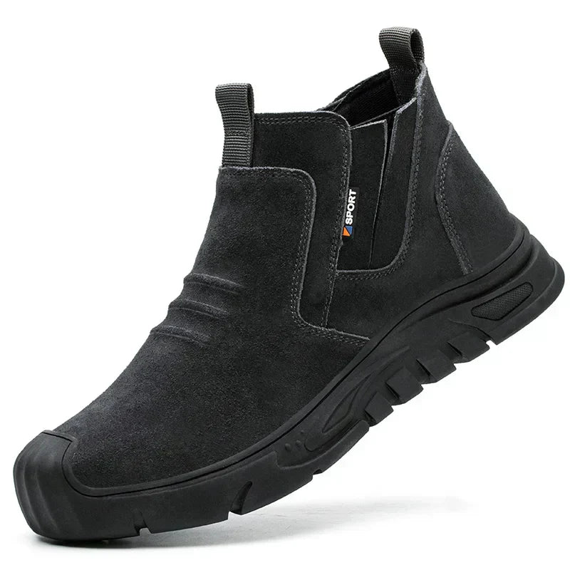 Men's Work Boots Slip On Steel Toe Safety Shoes
