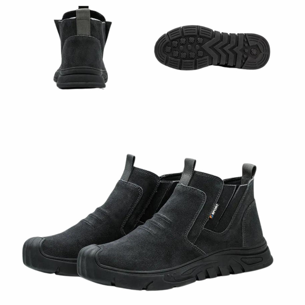 Chaussures de sécurité à embout en acier pour homme, bottes de travail à enfiler