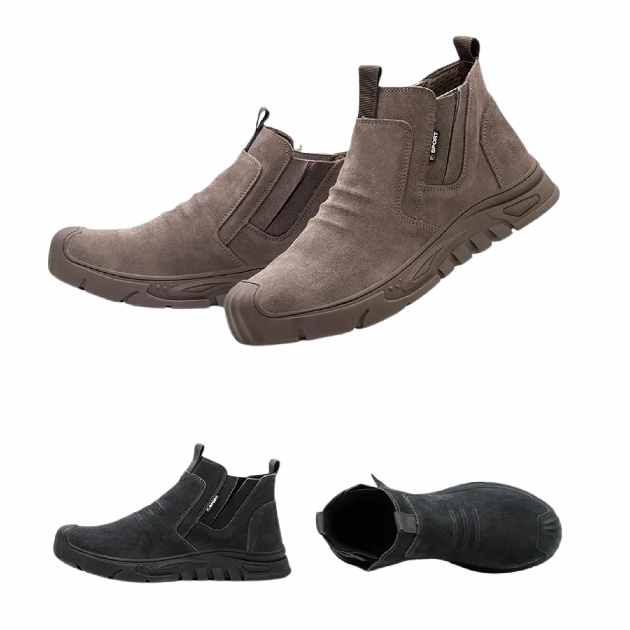 Chaussures de sécurité à embout en acier pour homme, bottes de travail à enfiler