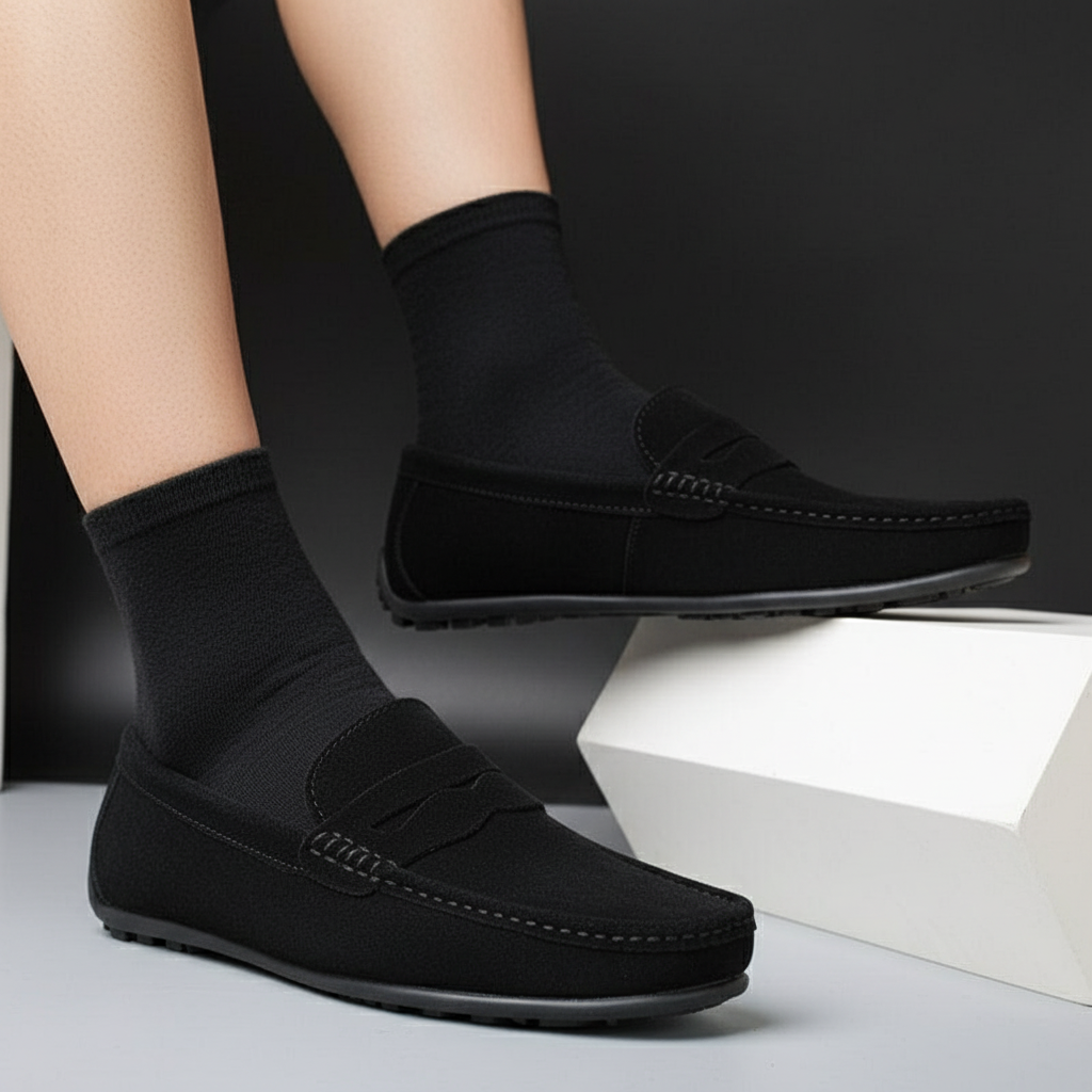Mocassins en daim premium pour homme, chaussures décontractées à enfiler, élégantes pour le bureau
