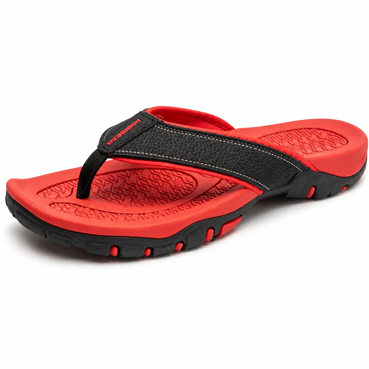 Ortopædiske herre atletiske flip-flops i PU-læder med støtte til svangen