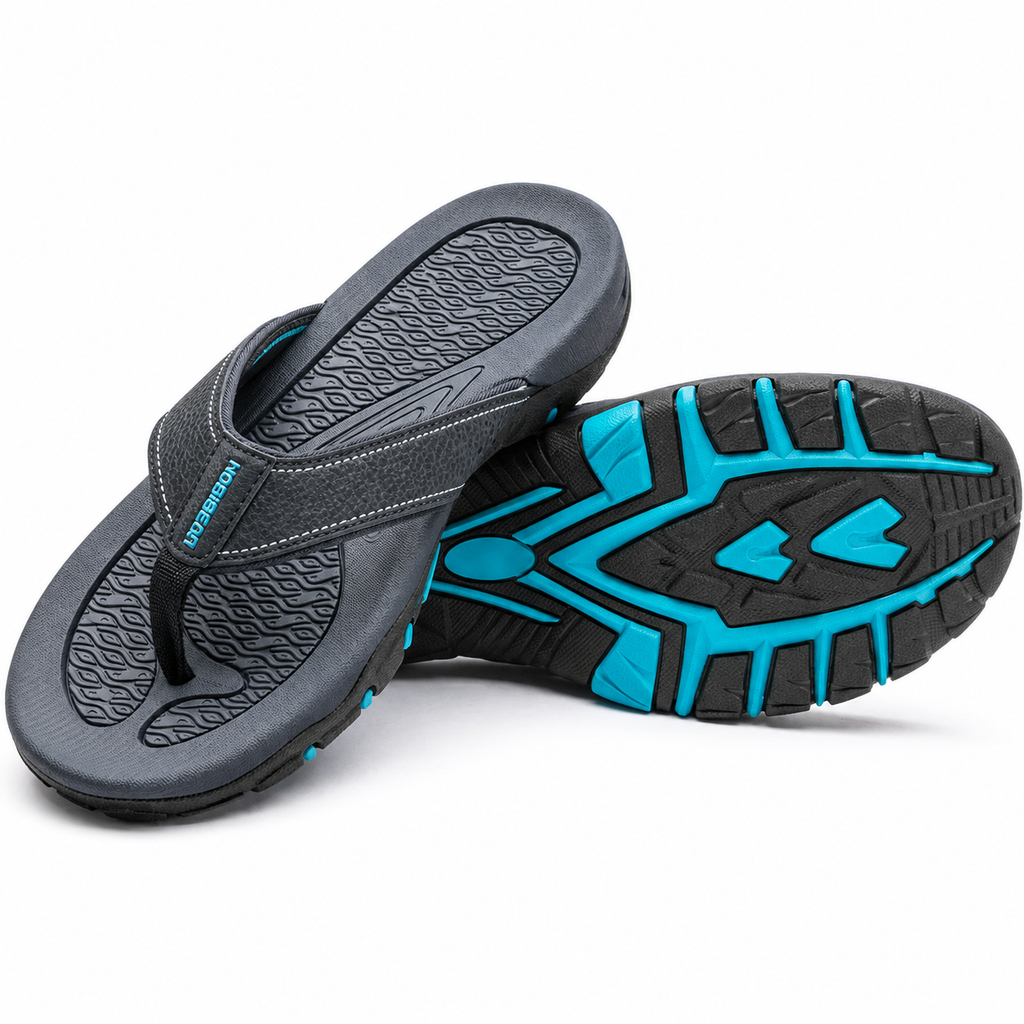 Ortopædiske herre atletiske flip-flops i PU-læder med støtte til svangen