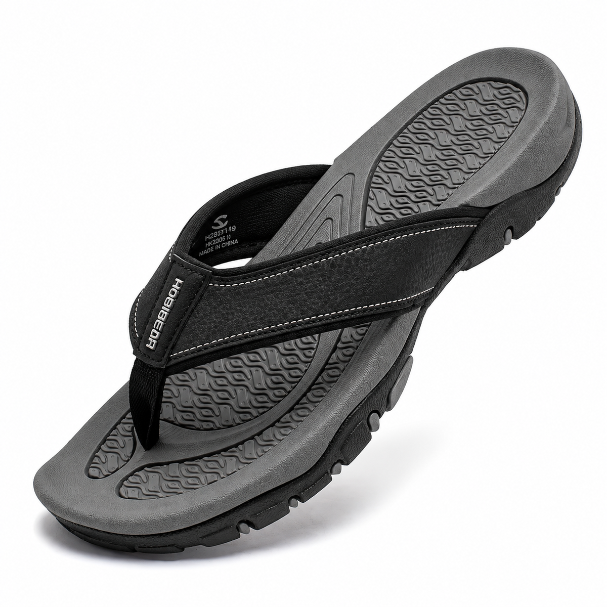 Ortopædiske herre atletiske flip-flops i PU-læder med støtte til svangen