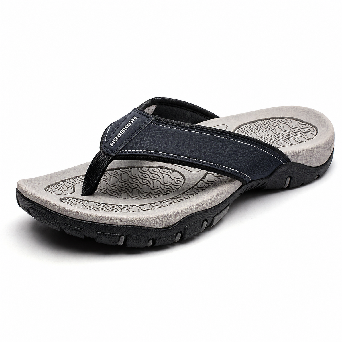 Ortopædiske herre atletiske flip-flops i PU-læder med støtte til svangen