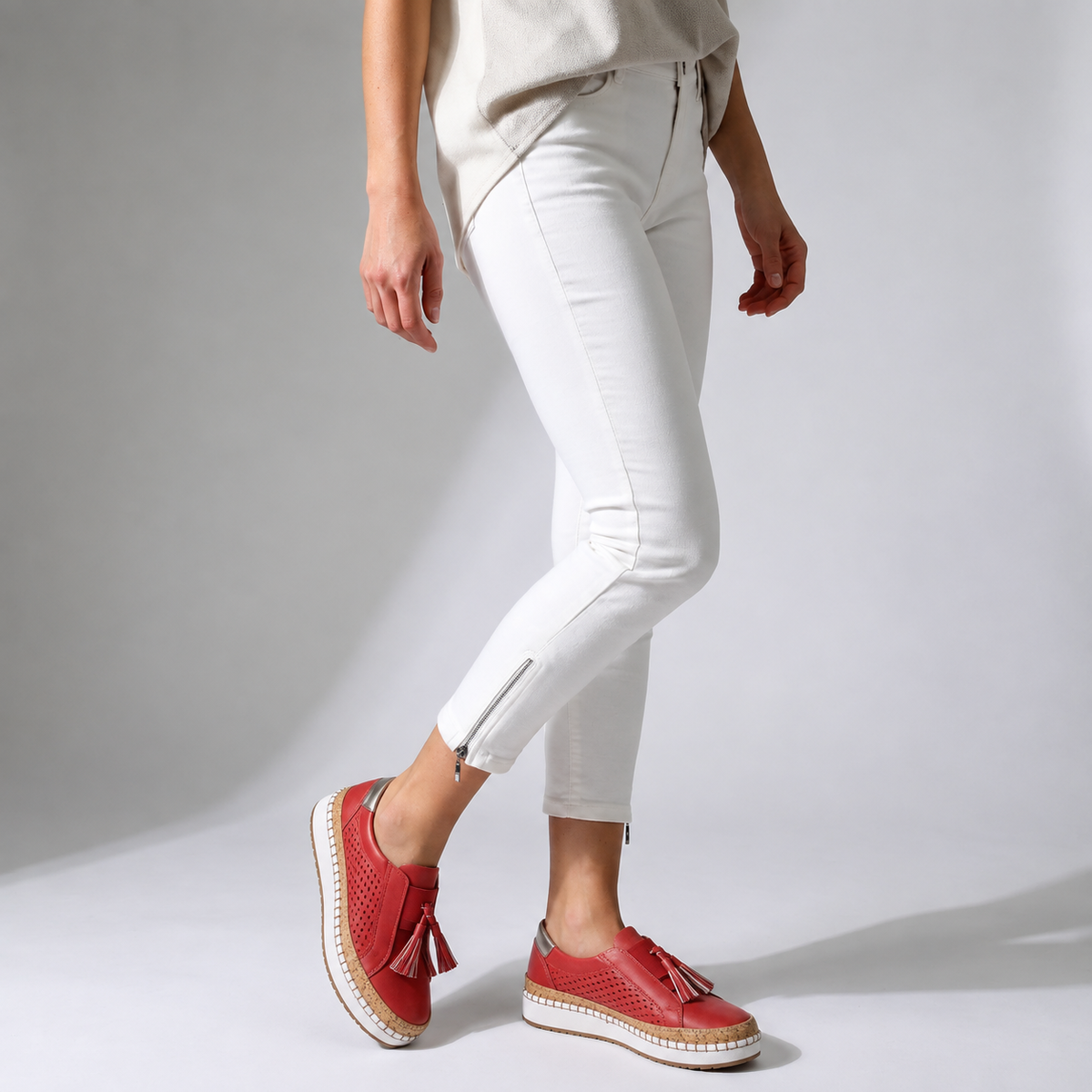 Mocasines ortopédicos sin cordones con plataforma y parte superior de ante de soporte