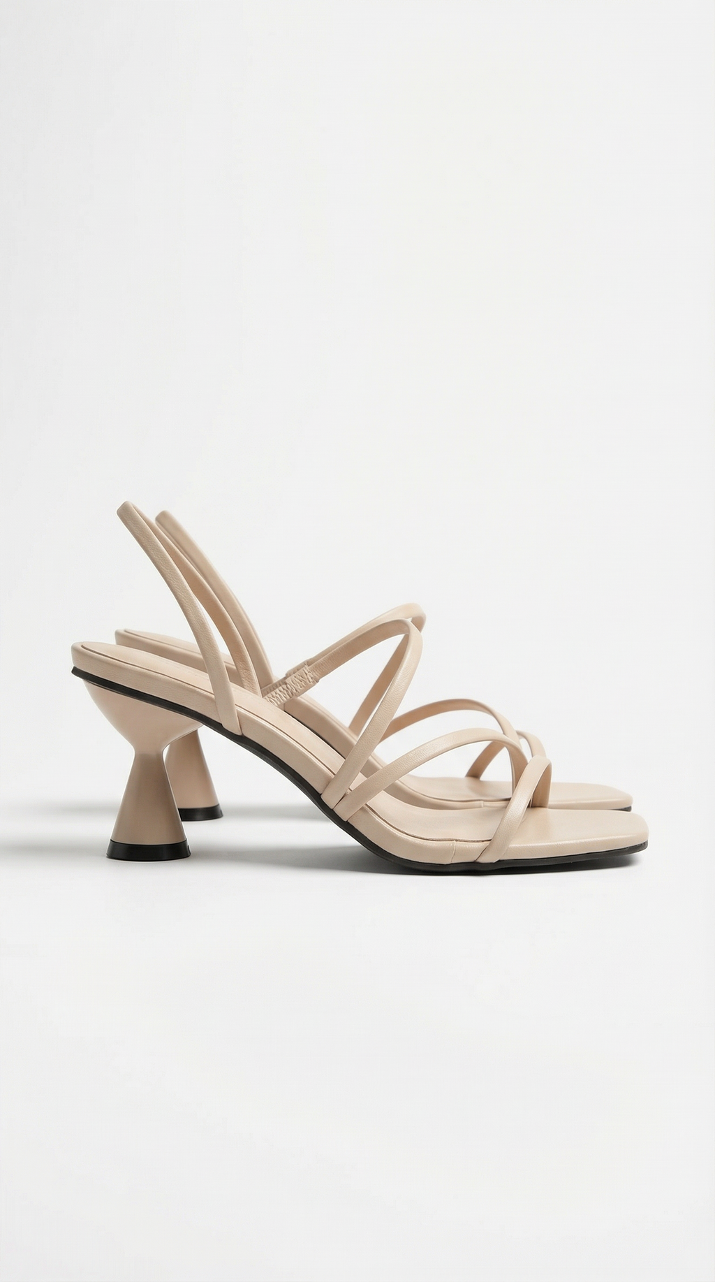 Women's Strappy Heeled Sandals Flared Block Heel Square Toe Multi Strap Shoes