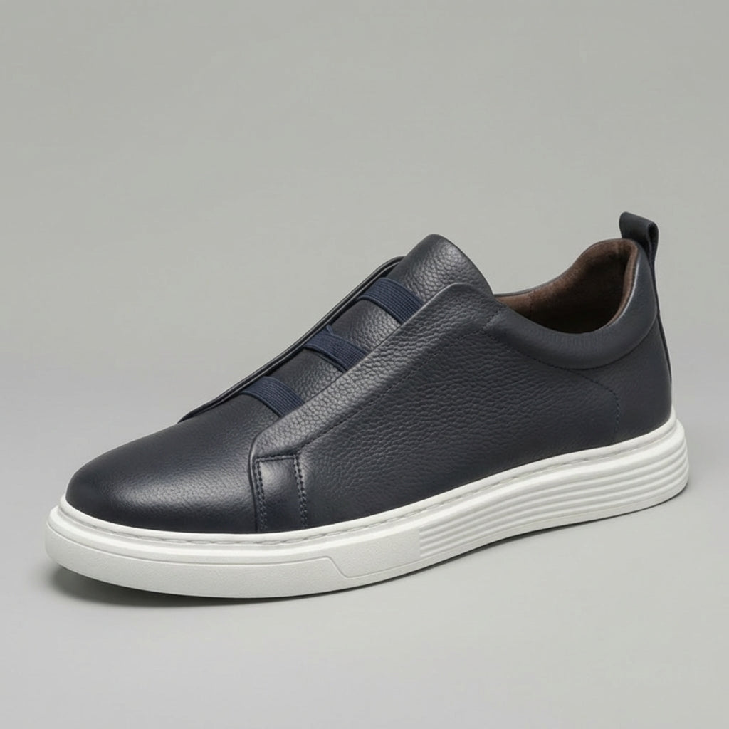 Sneaker da uomo comode in pelle italiana – lacci elasticizzati, suola esterna in gomma