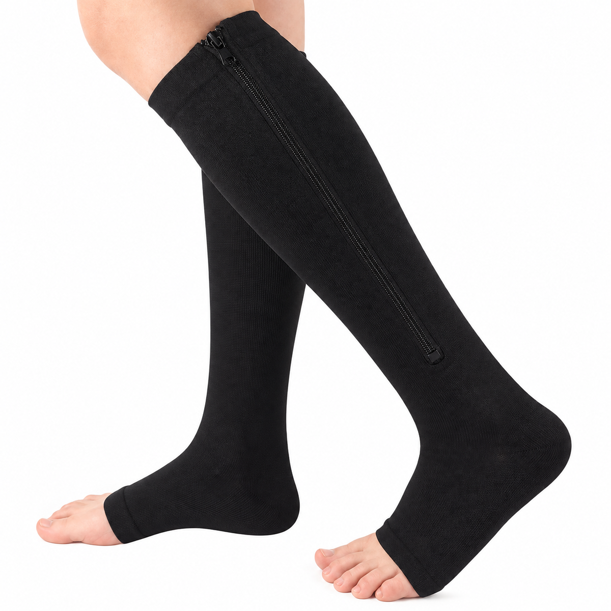 Calcetines de compresión unisex con cremallera, hasta la rodilla, para soporte y varices