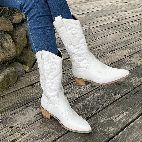 Women's Orthopedic Cowboy Boots – Cushioned Footbed, Side Zip Entry