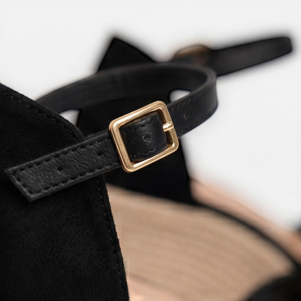 Sandalias de cuña para mujer con punta cerrada y correa en el tobillo, zapatos espadrilles
