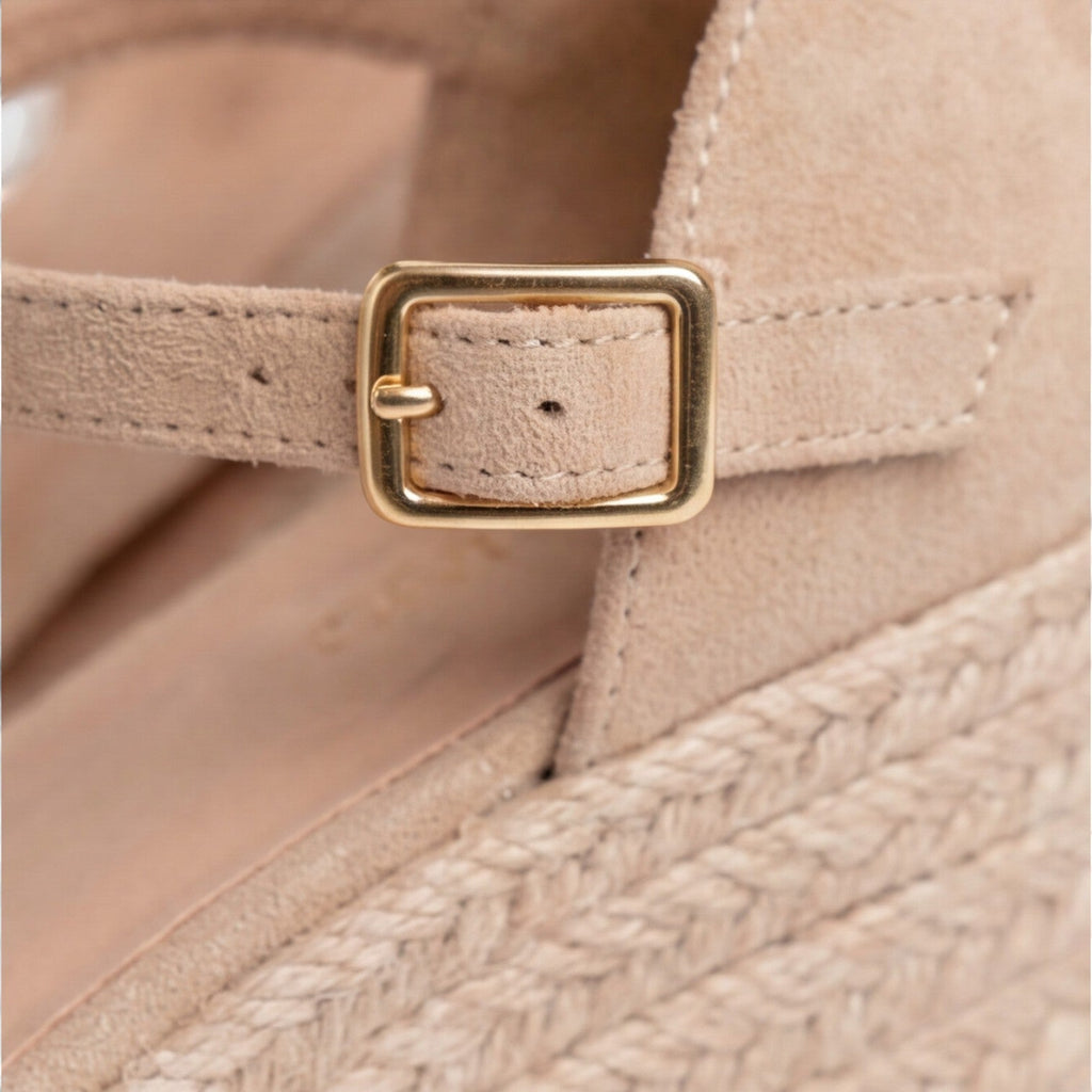 Sandalias de cuña para mujer con punta cerrada y correa en el tobillo, zapatos espadrilles