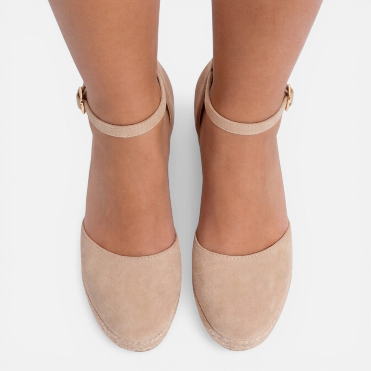 Sandalias de cuña para mujer con punta cerrada y correa en el tobillo, zapatos espadrilles