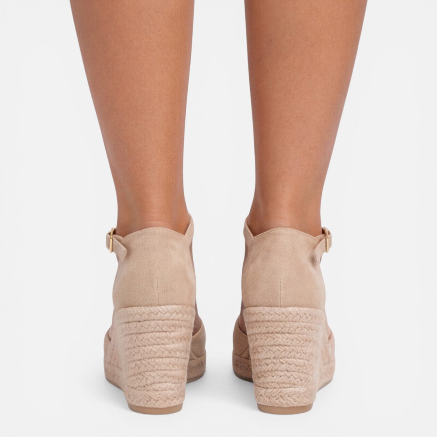 Sandalias de cuña para mujer con punta cerrada y correa en el tobillo, zapatos espadrilles