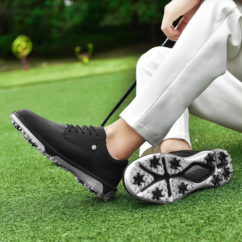 Scarpe da golf da uomo antiscivolo e impermeabili – Pelle pieno fiore, ammortizzazione avanzata