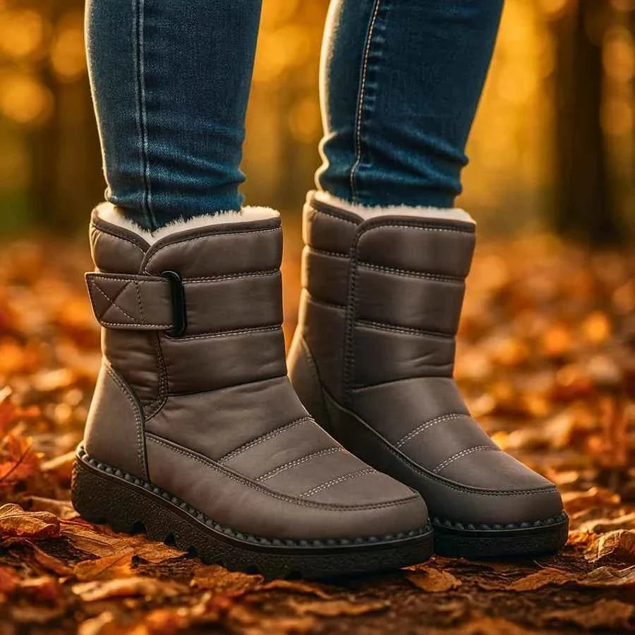 Bottines matelassées confortables pour femmes - doublure chaude, semelle profilée antidérapante