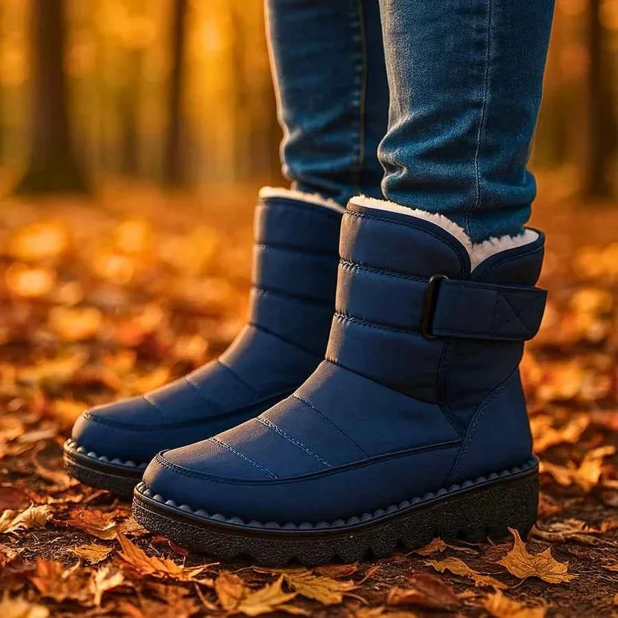 Bottines matelassées confortables pour femmes - doublure chaude, semelle profilée antidérapante