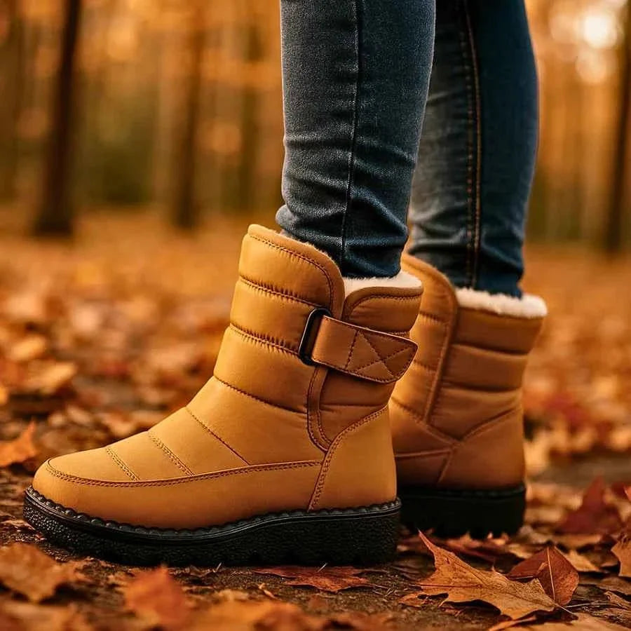 Bottines matelassées confortables pour femmes - doublure chaude, semelle profilée antidérapante