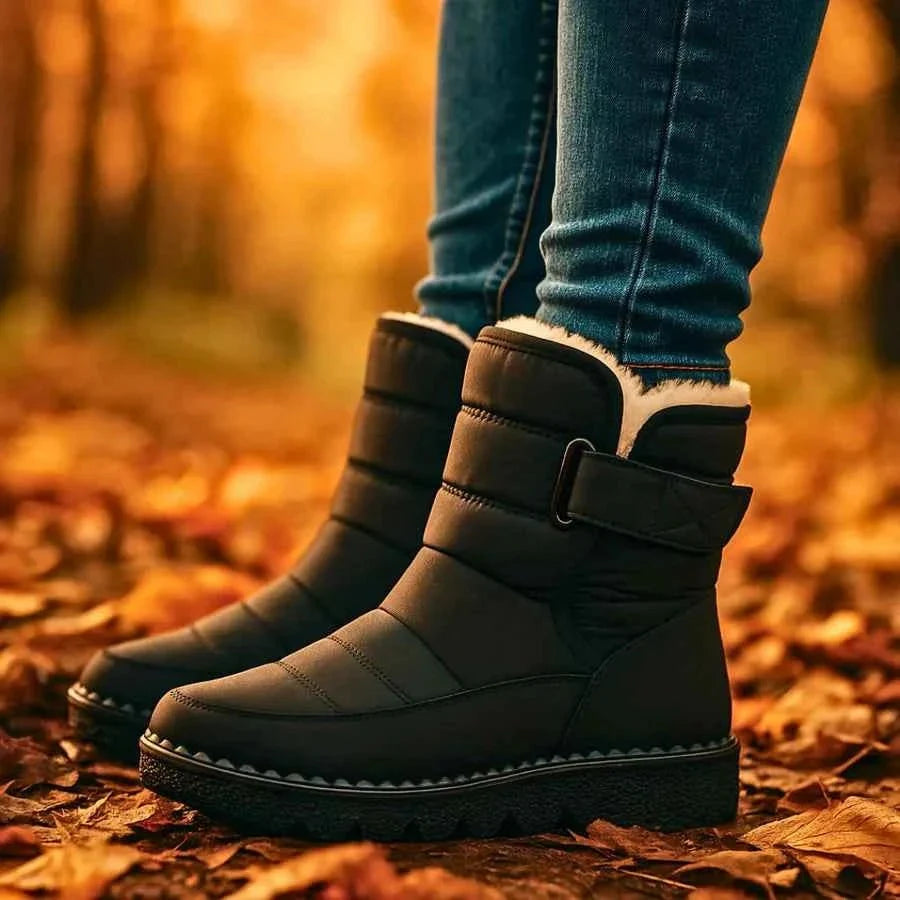 Bottines matelassées confortables pour femmes - doublure chaude, semelle profilée antidérapante