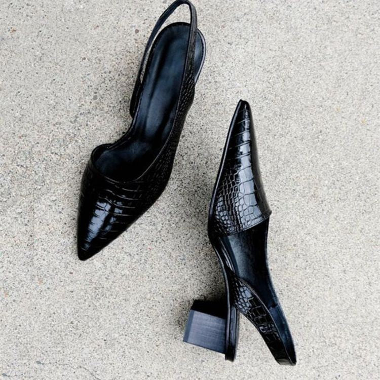 Women's Orthopedic Slingback Heels Pointed Toe Block Heel Shoes