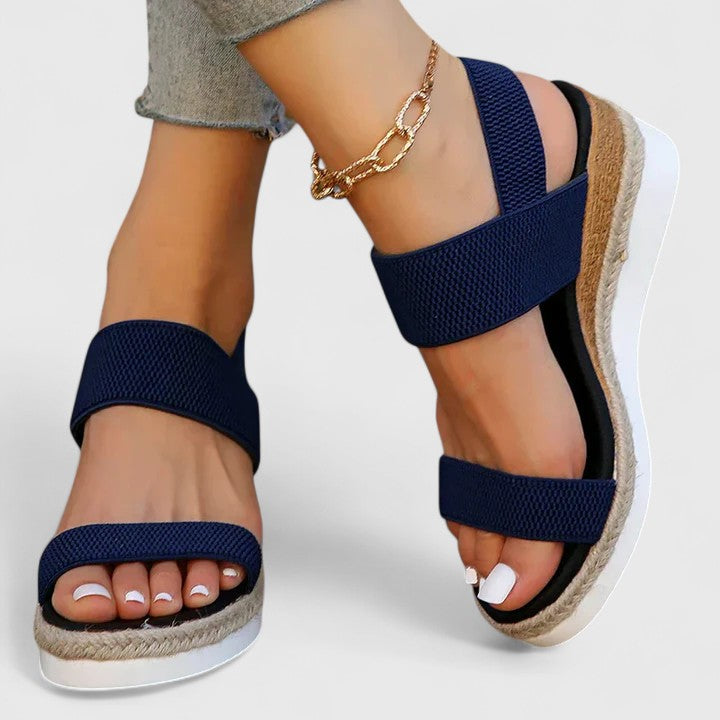Sandales orthopédiques compensées pour femmes, en mesh, à enfiler, bout ouvert, plateforme, chaussures de marche